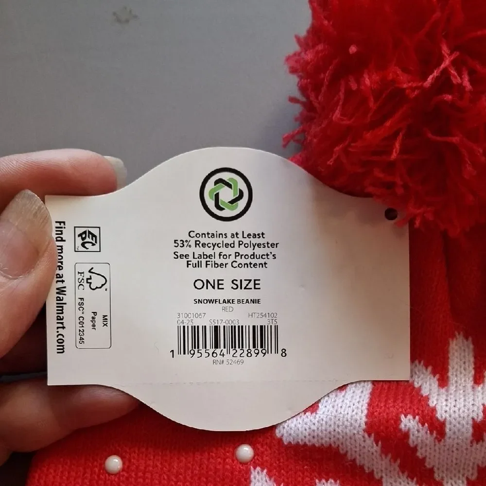 Holiday Time Red Snowflake Kids Hat with Pom-Pom (Hat005)